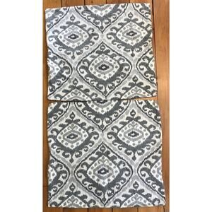 Set Pair 2 Euro Style Damask Gray Cotton Canvas Throw Pillow Cases 22" x 24"